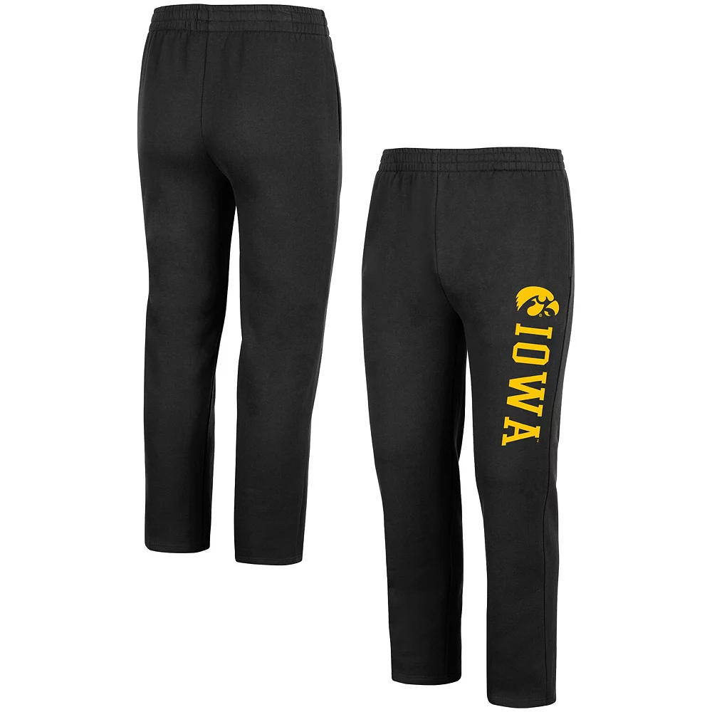 Men's Colosseum Black Iowa Hawkeyes Fleece Pants - Image 2