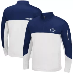Men's Colosseum Navy/White Penn State Nittany Lions Triple Dog Dare Quarter-Zip Jacket