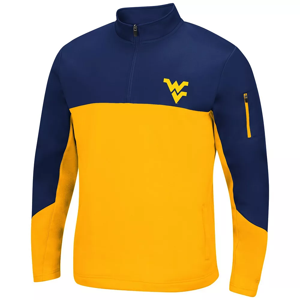 Men's Colosseum Navy/Gold West Virginia Mountaineers Triple Dog Dare Quarter-Zip Jacket - Image 3
