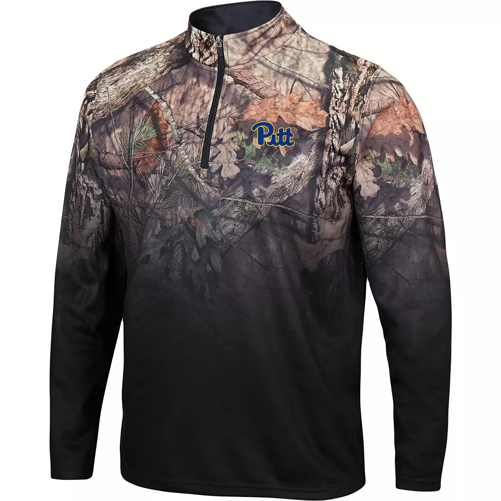 Men's Colosseum Black Pitt Panthers Mossy Oak Fleet II Quarter-Zip Jacket - Image 3