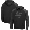 Men's Colosseum Black Air Force Falcons Blackout 3.0 Tonal Raglan Pullover Hoodie