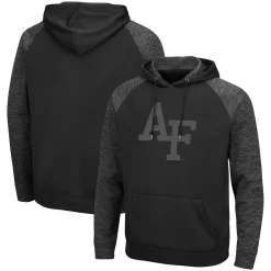 Men's Colosseum Black Air Force Falcons Blackout 3.0 Tonal Raglan Pullover Hoodie