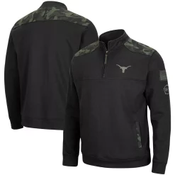 Men's Colosseum Black Texas Longhorns OHT Military Appreciation Commo Fleece Quarter-Zip Jacket