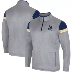Men's Colosseum Gray Navy Midshipmen Bingo Quarter-Zip Jacket