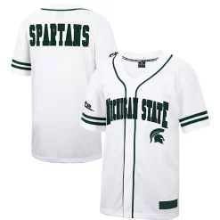 Men's Colosseum White/Green Michigan State Spartans Free Spirited Baseball Jersey