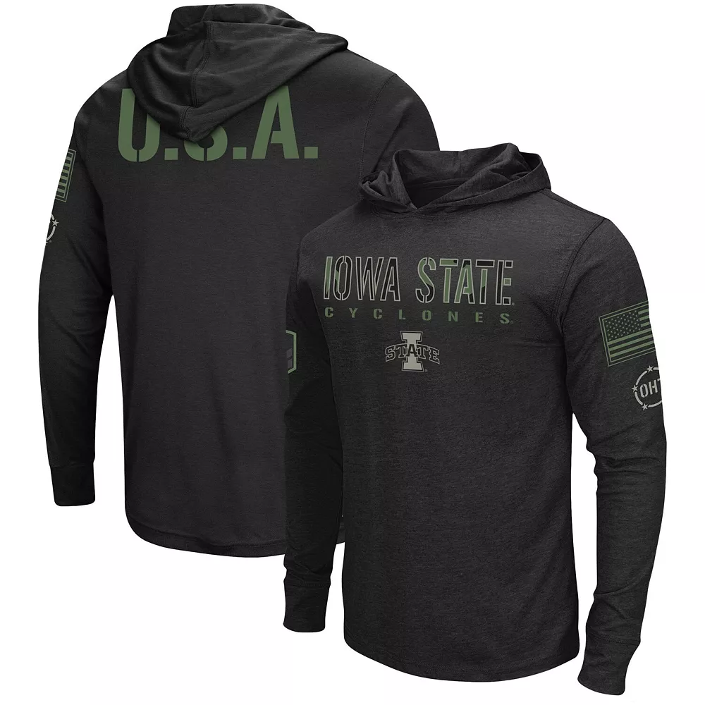Men's Colosseum Black Iowa State Cyclones OHT Military Appreciation Team Hoodie Long Sleeve T-Shirt - Image 2