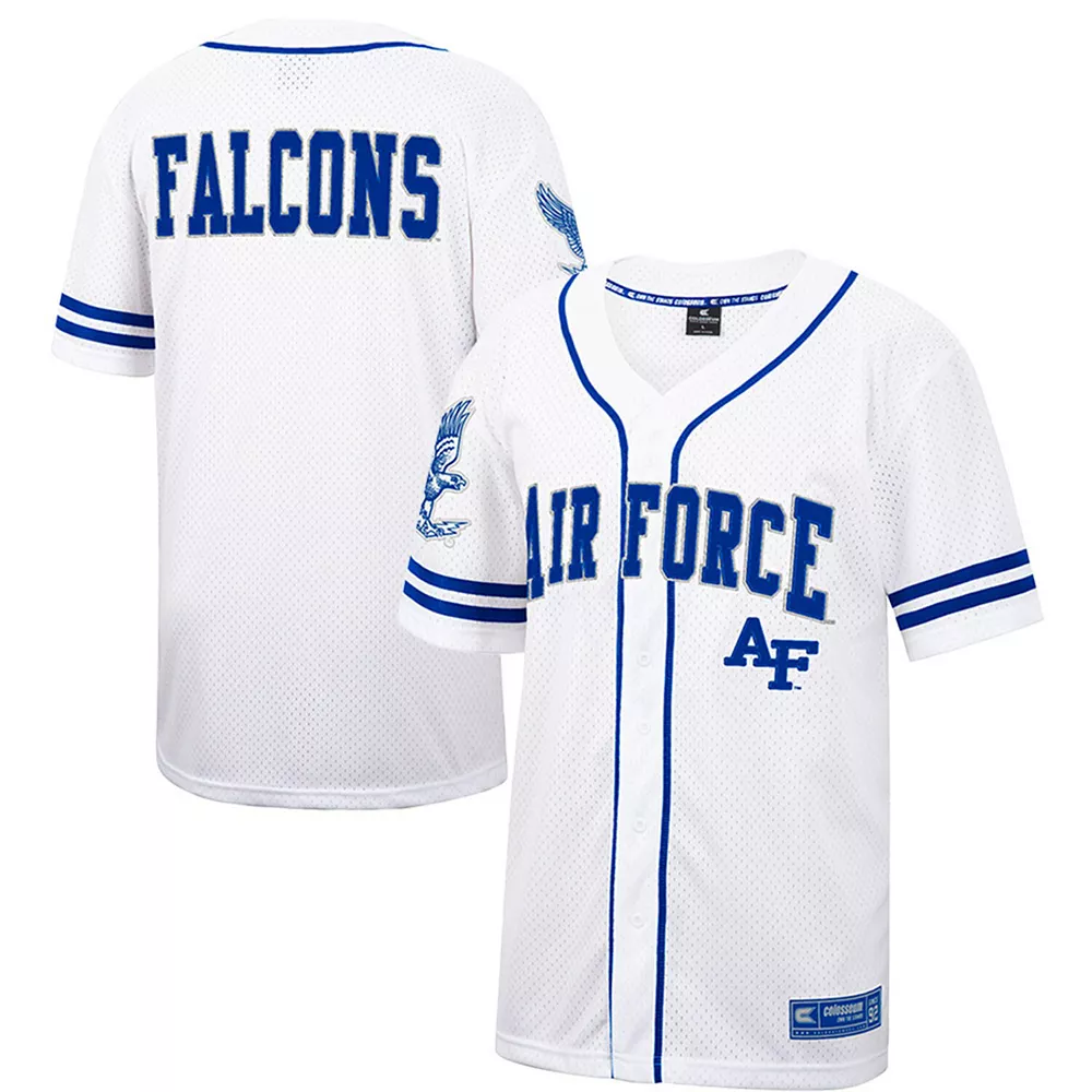 Men's Colosseum White/Royal Air Force Falcons Free Spirited Baseball Jersey
