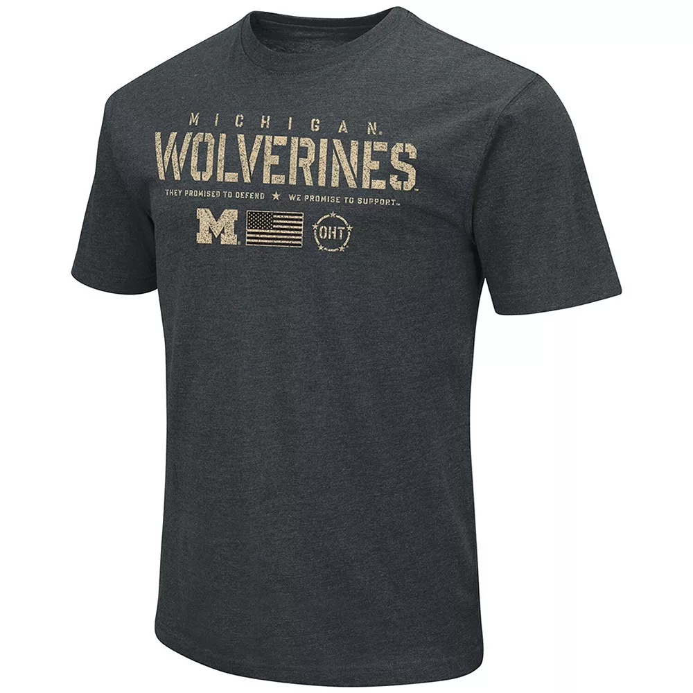 Men's Colosseum Heathered Black Michigan Wolverines OHT Military Appreciation Flag 2.0 T-Shirt - Image 3