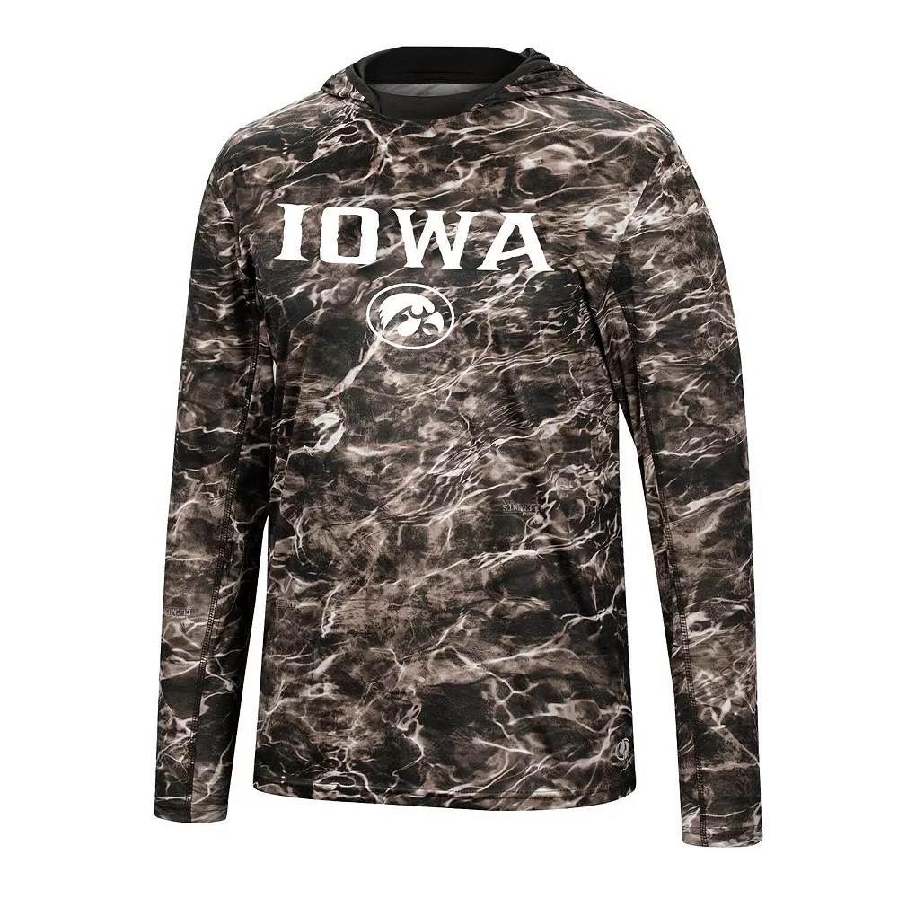 Men's Colosseum Black Iowa Hawkeyes Mossy Oak Long Sleeve Hoodie T-Shirt - Image 3