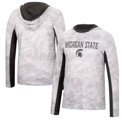 Men's Colosseum White Michigan State Spartans Mossy Oak Long Sleeve Hoodie T-Shirt