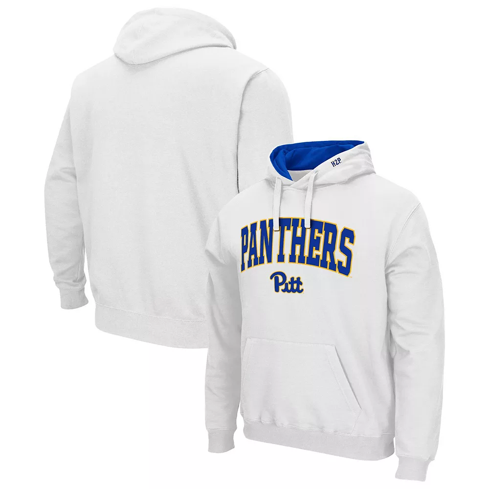 Men's Colosseum White Pitt Panthers Arch & Team Logo 3.0 Pullover Hoodie