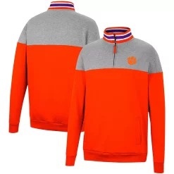 Men's Colosseum Heathered Gray/Orange Clemson Tigers Be the Ball Quarter-Zip Top