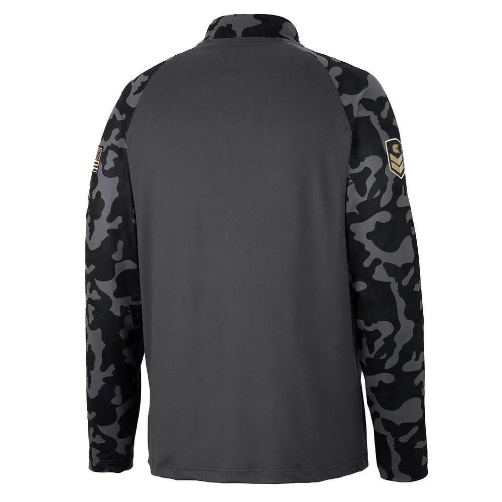 Men's Colosseum Charcoal Arizona State Sun Devils OHT Military Appreciation Long Range Raglan Quarter-Zip Jacket - Image 4