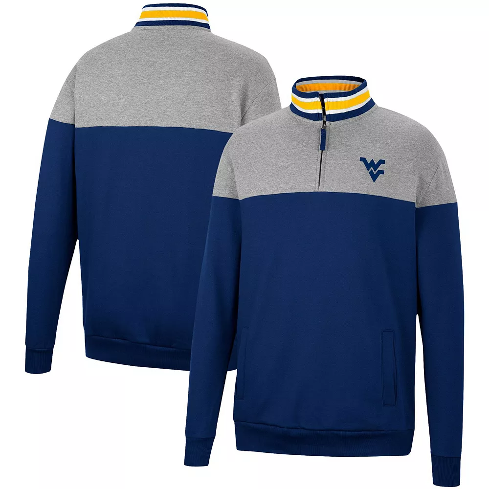 Men's Colosseum Navy/Heather Gray West Virginia Mountaineers Be the Ball Quarter-Zip Top - Image 2
