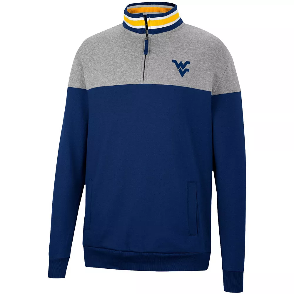 Men's Colosseum Navy/Heather Gray West Virginia Mountaineers Be the Ball Quarter-Zip Top - Image 3