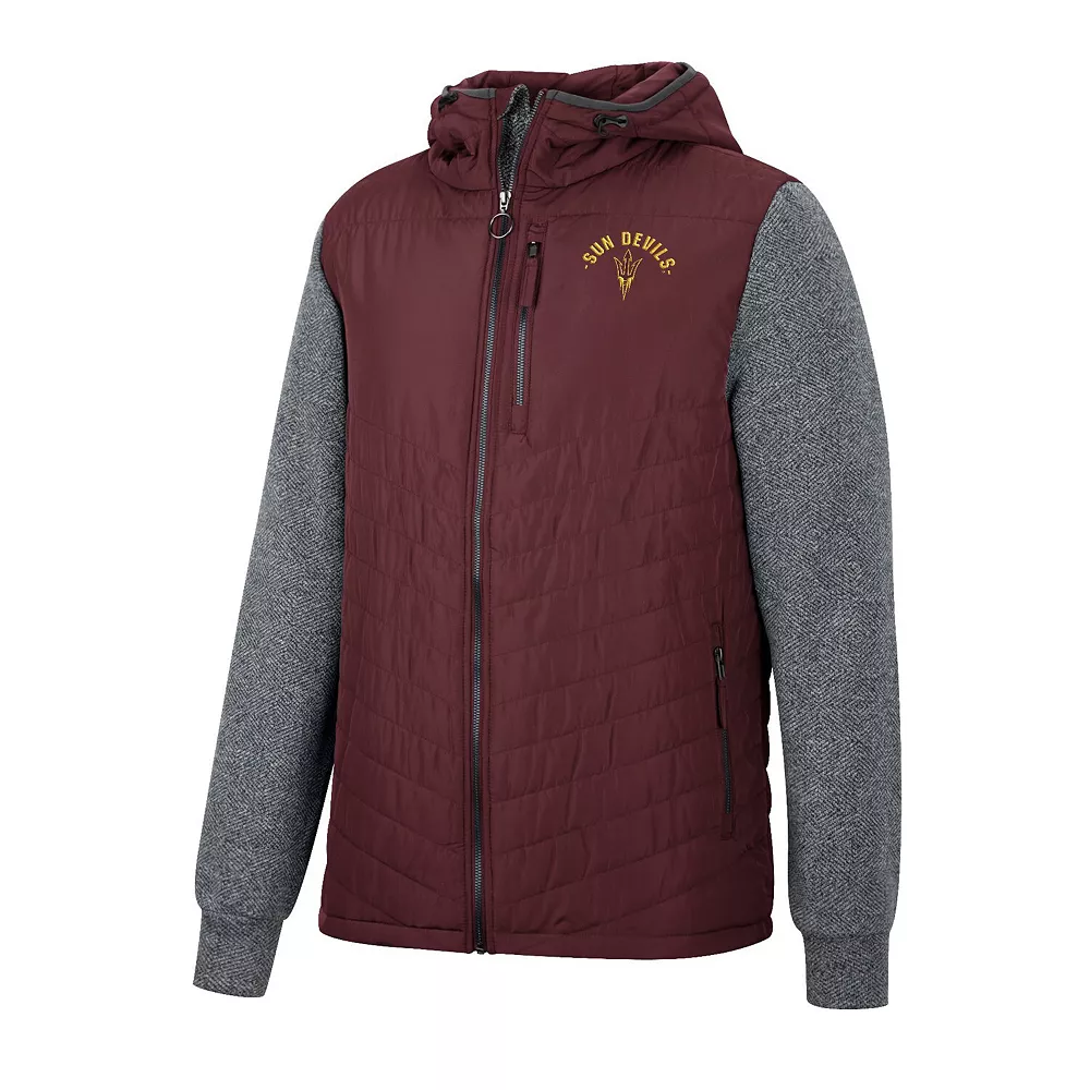Men's Colosseum Maroon/Charcoal Arizona State Sun Devils Course Herringbone Full-Zip Hoodie - Image 3