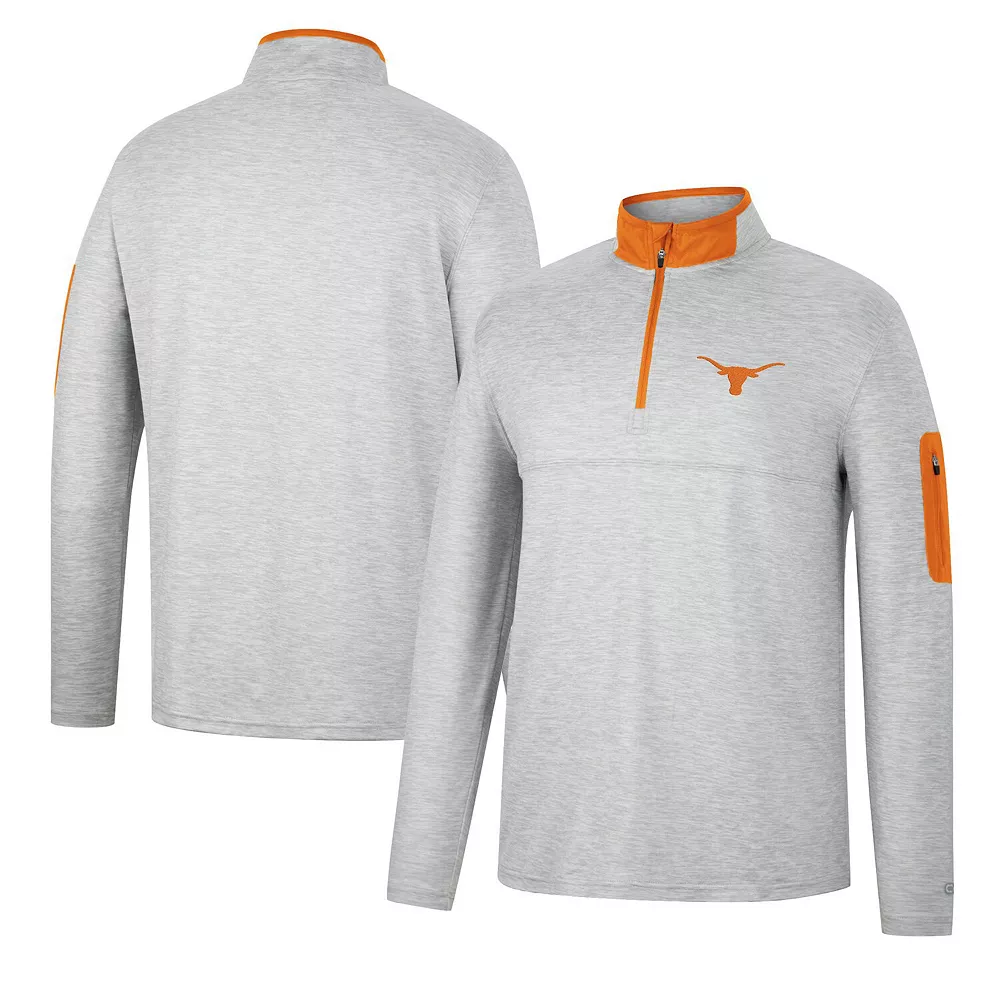 Men's Colosseum Heathered Gray/Texas Orange Texas Longhorns Country Club Windshirt Quarter-Zip Jacket - Image 2
