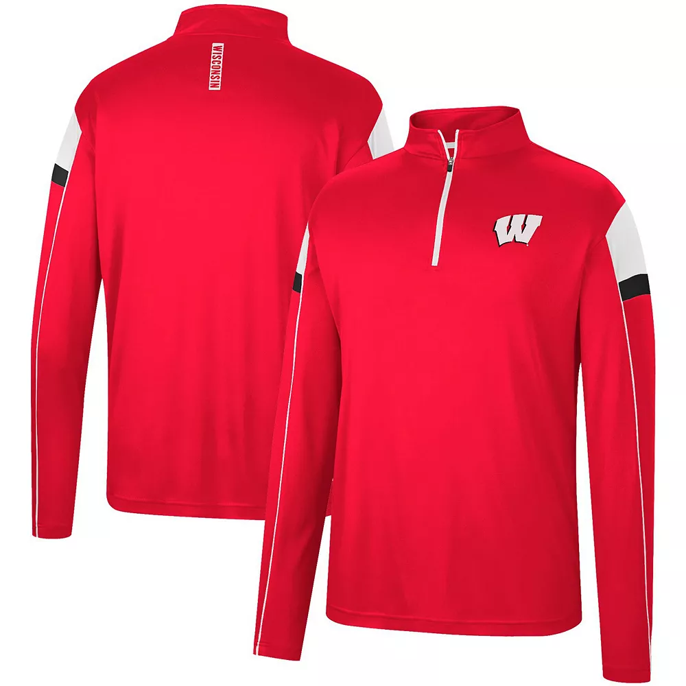 Men's Colosseum Red Wisconsin Badgers Golf Match Quarter-Zip Windshirt - Image 2