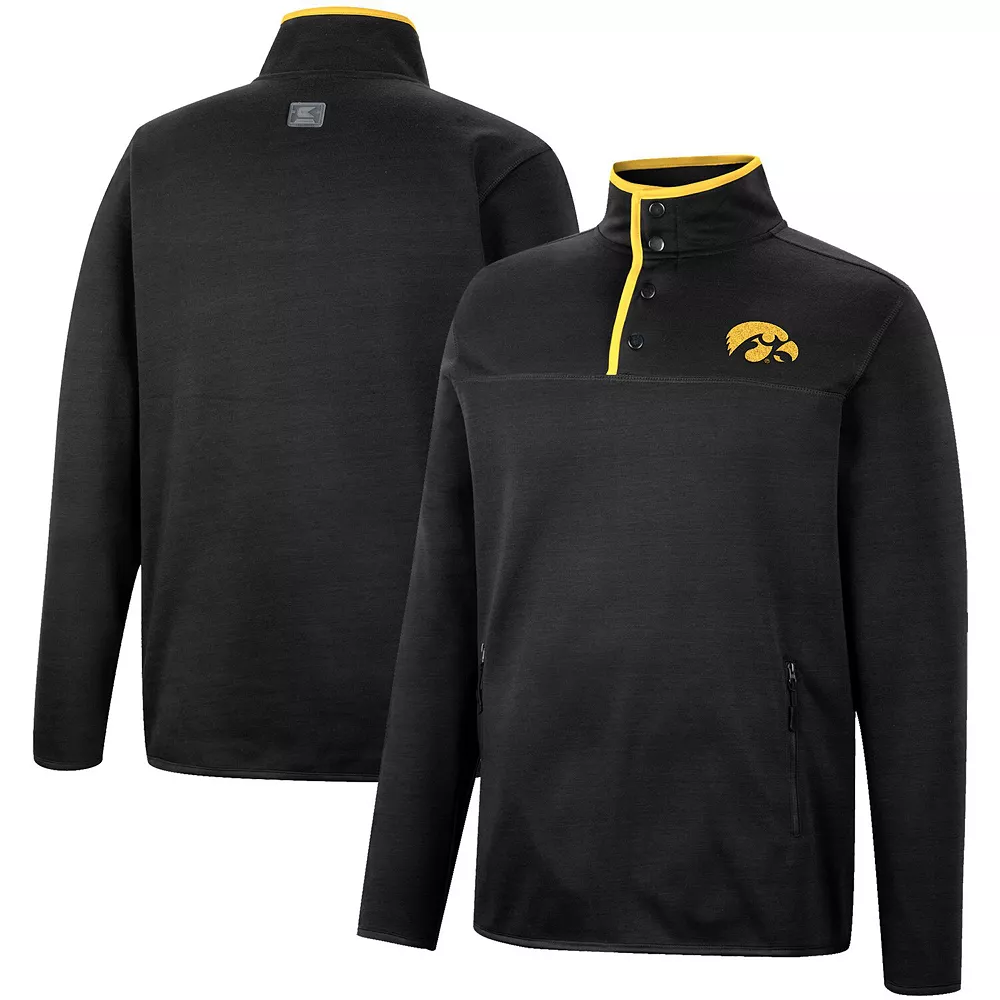 Men's Colosseum Black Iowa Hawkeyes Rebound Quarter-Snap Jacket - Image 2