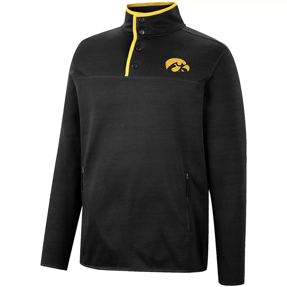 Men's Colosseum Black Iowa Hawkeyes Rebound Quarter-Snap Jacket - Image 3
