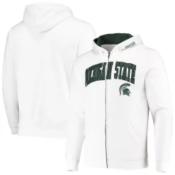 Men's Colosseum White Michigan State Spartans Arch & Logo 3.0 Full-Zip Hoodie