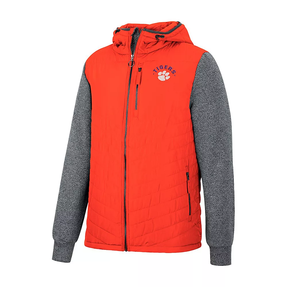 Men's Colosseum Orange/Charcoal Clemson Tigers Course Herringbone Full-Zip Hoodie - Image 3