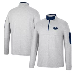 Men's Colosseum Heathered Gray/Navy Penn State Nittany Lions Country Club Windshirt Quarter-Zip Jacket
