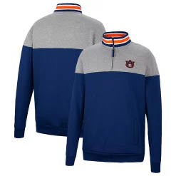 Men's Colosseum Heathered Gray/Navy Auburn Tigers Be the Ball Quarter-Zip Top