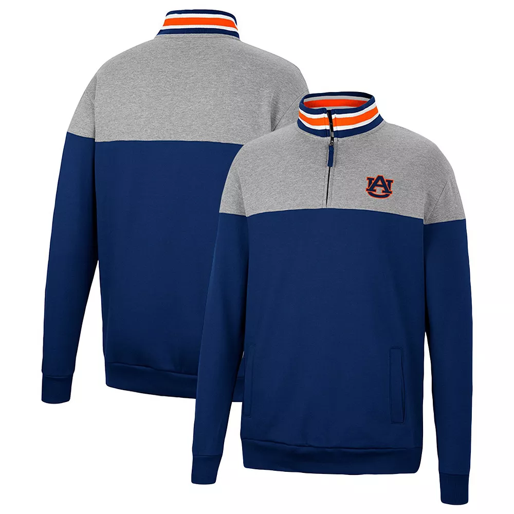Men's Colosseum Heathered Gray/Navy Auburn Tigers Be the Ball Quarter-Zip Top - Image 2