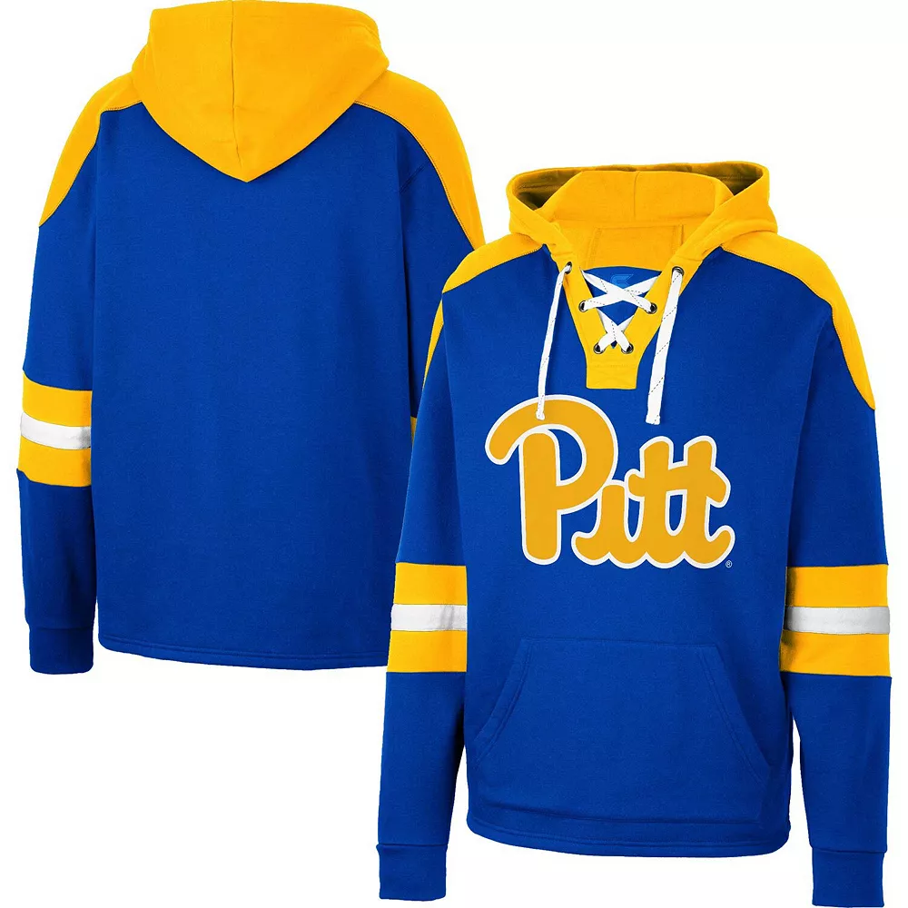 Men's Colosseum Royal Pitt Panthers Lace-Up 4.0 Pullover Hoodie - Image 2