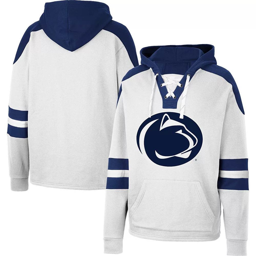 Men's Colosseum White Penn State Nittany Lions Lace-Up 4.0 Pullover Hoodie - Image 2