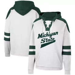 Men's Colosseum White Michigan State Spartans Lace-Up 4.0 Pullover Hoodie