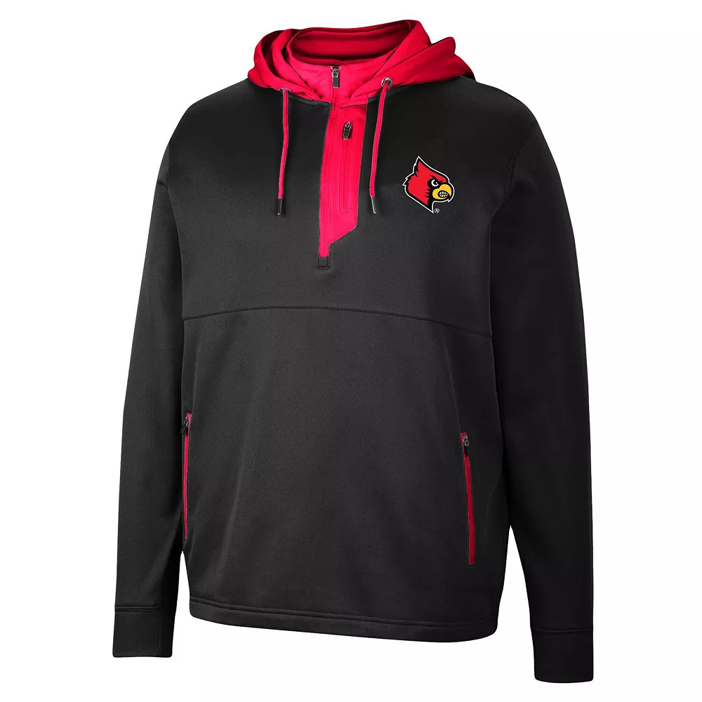 Men's Colosseum Black Louisville Cardinals Luge 3.0 Quarter-Zip Hoodie - Image 3