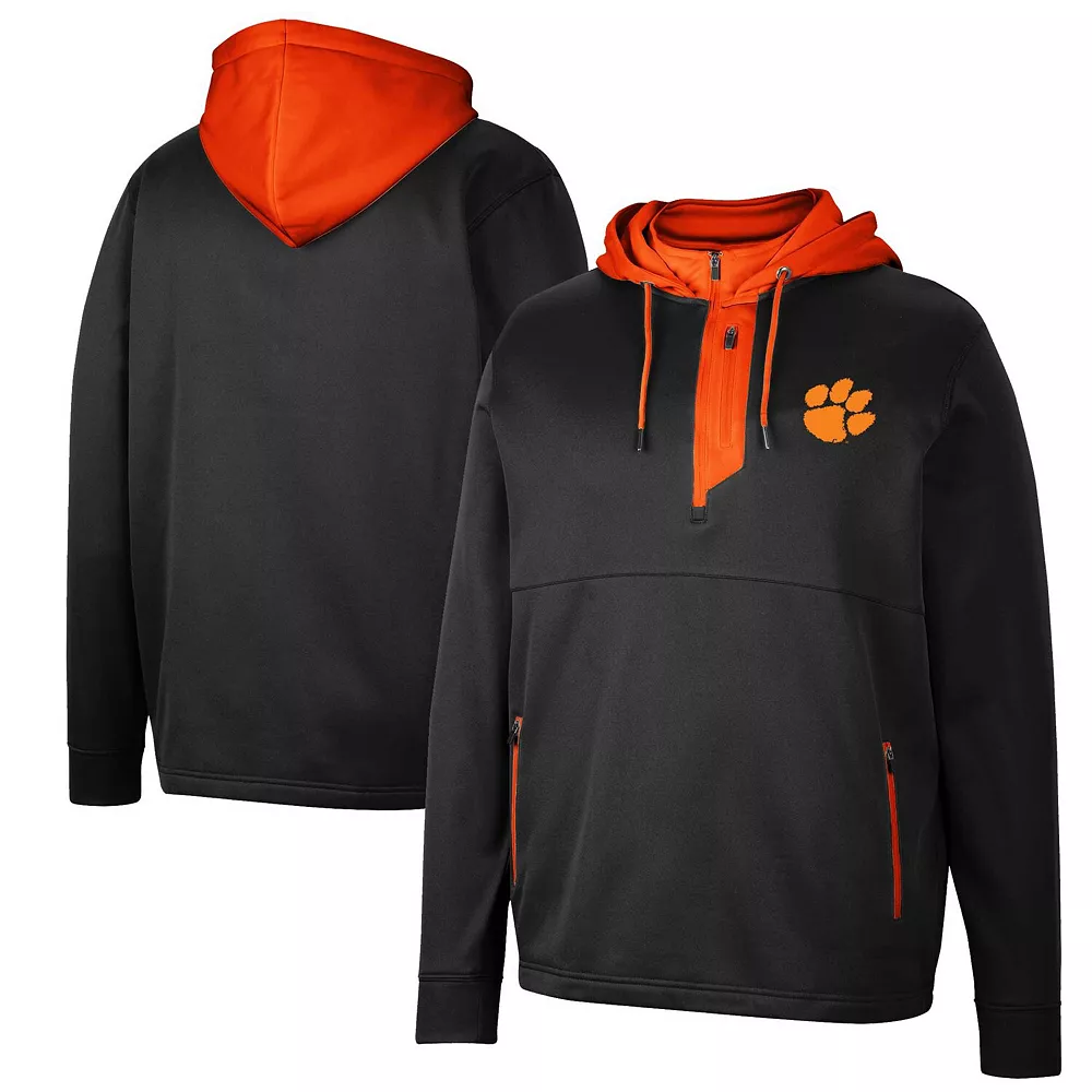 Men's Colosseum Black Clemson Tigers Luge 3.0 Quarter-Zip Hoodie - Image 2