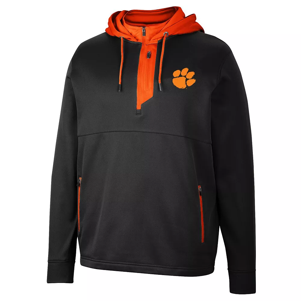 Men's Colosseum Black Clemson Tigers Luge 3.0 Quarter-Zip Hoodie - Image 3