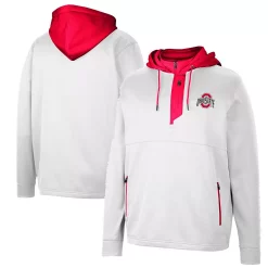 Men's Colosseum White Ohio State Buckeyes Luge 3.0 Quarter-Zip Hoodie