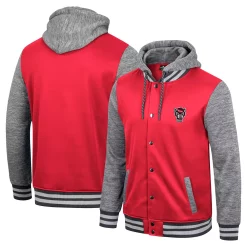 Men's Colosseum Red NC State Wolfpack Robinson Hoodie Full-Snap Jacket