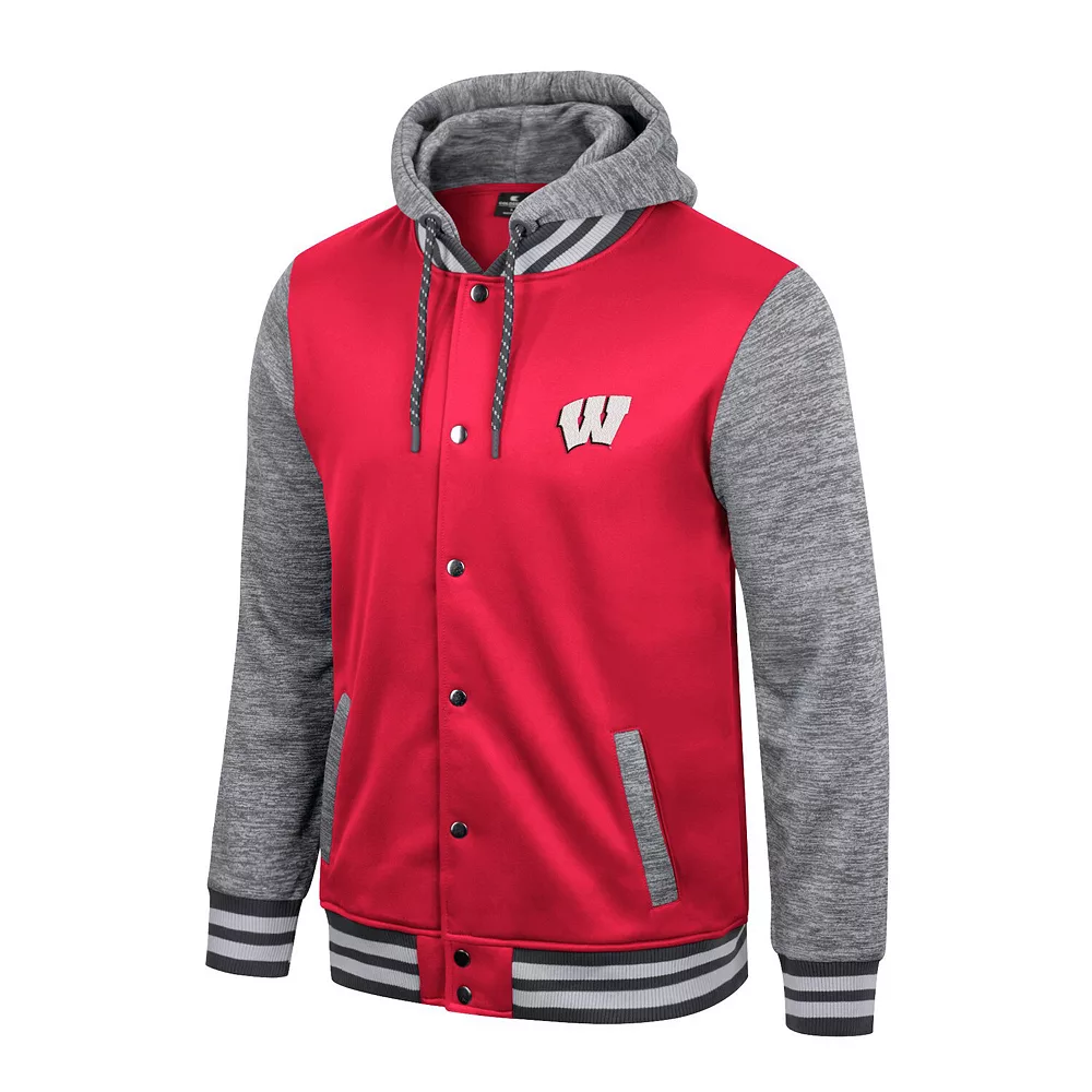 Men's Colosseum Red Wisconsin Badgers Robinson Hoodie Full-Snap Jacket - Image 3