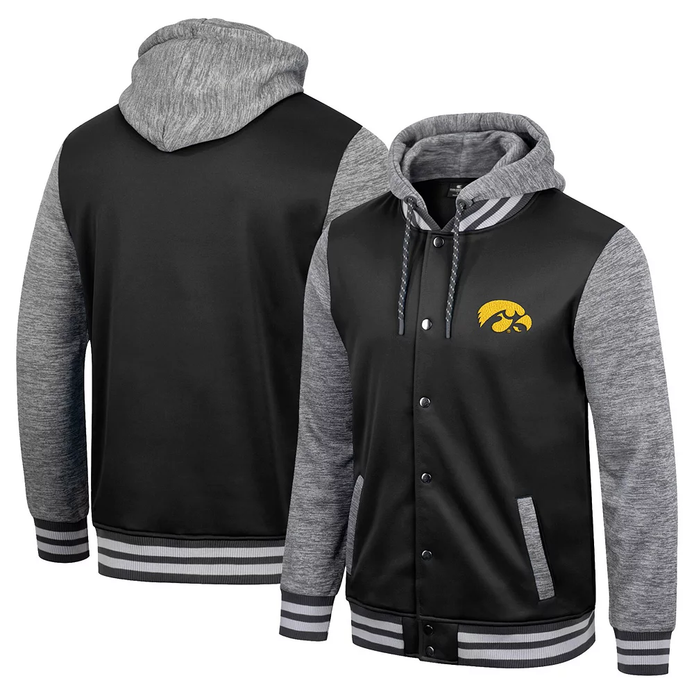 Men's Colosseum Black Iowa Hawkeyes Robinson Hoodie Full-Snap Jacket - Image 2