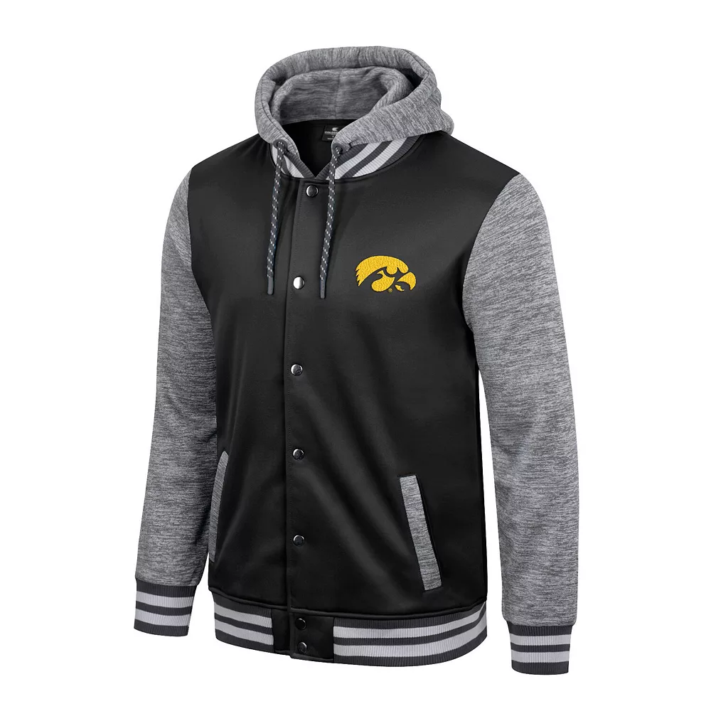 Men's Colosseum Black Iowa Hawkeyes Robinson Hoodie Full-Snap Jacket - Image 3